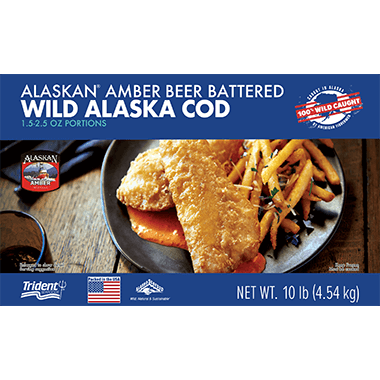 Alaskan Amber Beer Battered Wild Alaska Cod, 10 Lb - Salty Peaks Gourmet Meats