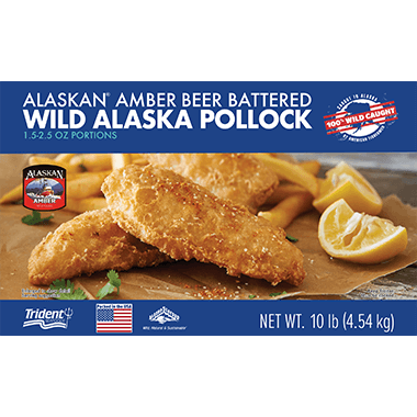 Alaskan Amber Beer Battered Wild Alaska Pollock, 10 Lb - Salty Peaks Gourmet Meats